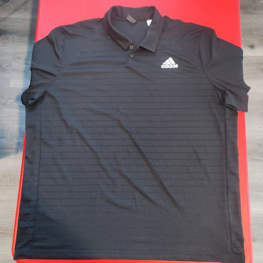 Adidas aeroready athletic polo shirt black striped men's size XXL